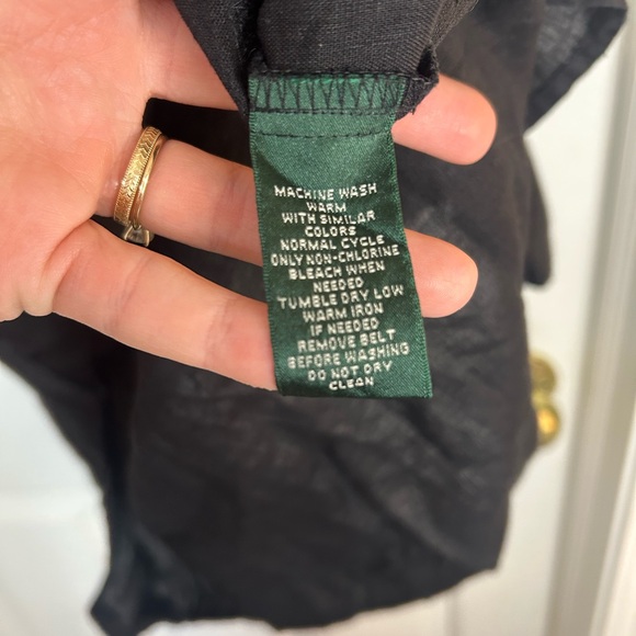 Ralph Lauren Classic Fit Linen Button Up Shirt in Black Size Medium - Picture 3 of 5